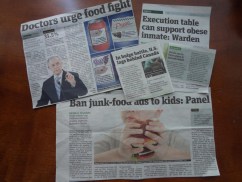 肥満に関する新聞記事の切り抜き